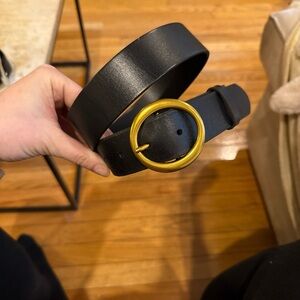 Aritzia Black Belt with Gold Buckle